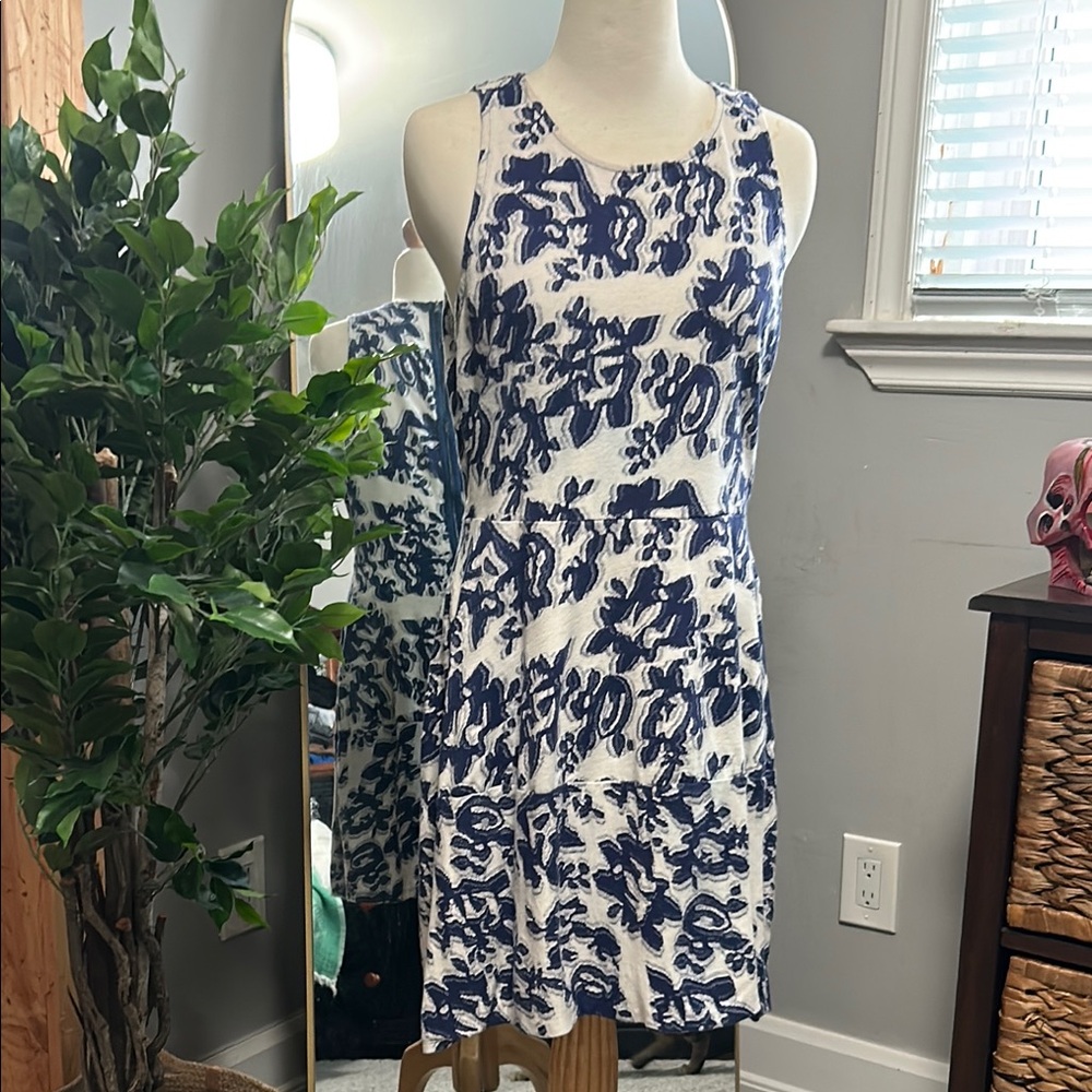 BCBGMaxAzria Blue & White Sleeveless Mini Dress Size M